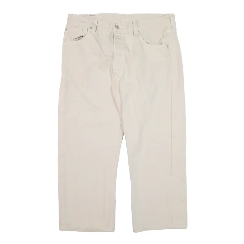 LEVI'S 501 Denim Trousers Cream Regular Straight Mens W32 L22