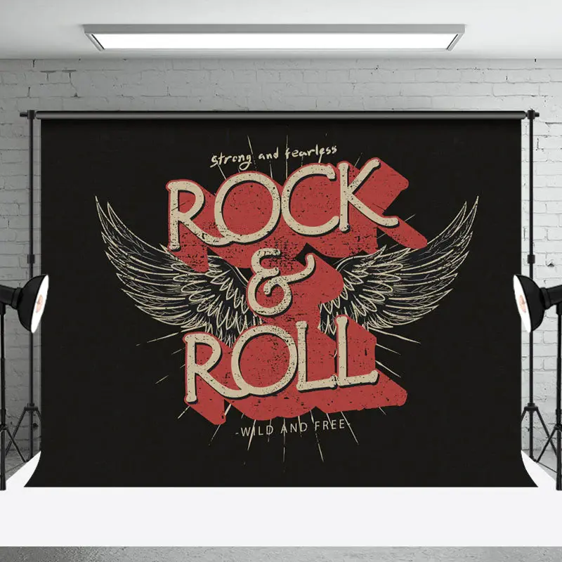 Retro Black Wing Wild And Free Rock And Roll Backdrop