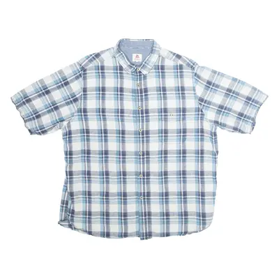 ONE VALLEY Mens Shirt Blue Linen Plaid XL