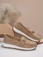 Women's Shoes, Fashion Chain Decorated Low Top Round Toe Shoes, Casual Comfortable Lightweight Slip on Shoes, Female Solid Al...