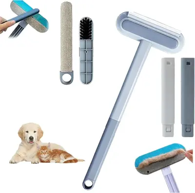 BUY 1 GET 1 FREE Reusable Pet Hair Remover Brush – Multi-Functional Lint Cleaner for Dog & Cat Hair, Extra-Long Handle, Was...