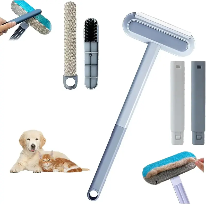 BUY 1 GET 1 FREE Reusable Pet Hair Remover Brush – Multi-Functional Lint Cleaner for Dog & Cat Hair, Extra-Long Handle, Was...