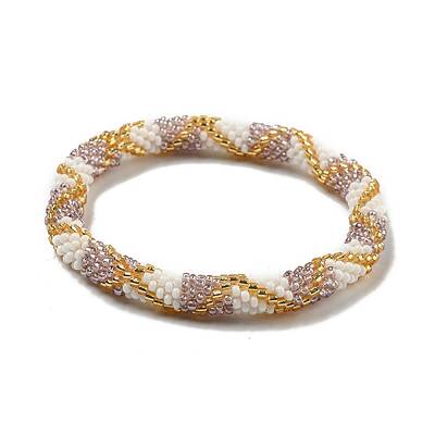 Handmade Braided Glass Seed Beaded Stretch Bracelets for Women