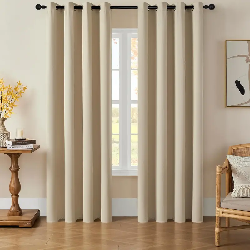 Solid Color Curtain, 2 Counts Modern Simple Blackout Curtain, Home Decorative Curtain for Living Room Bedroom Kitchen Study R...