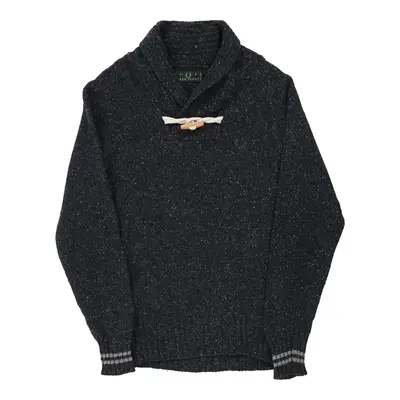 Fred Perry Jumper - Small Blue Wool Blend