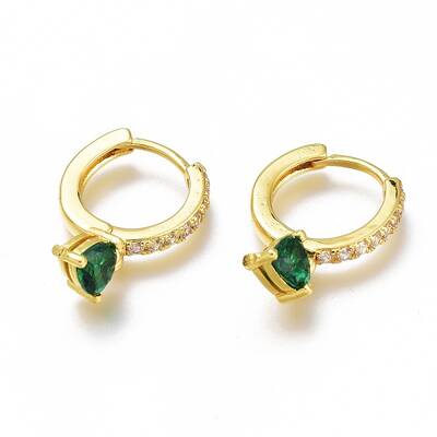 Brass Micro Pave Cubic Zirconia Huggie Hoop Earrings