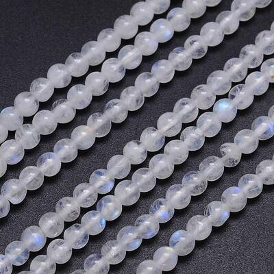 Natural Rainbow Moonstone Round Bead Strands