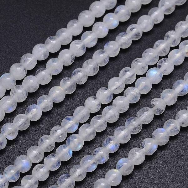 Natural Rainbow Moonstone Round Bead Strands