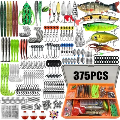 Artificial Fishing Lure Kit, 85/117/157/198/375pcs Fishing Lure Set, Fishing Accessories Including Spoon Lures, Soft Plastic ...