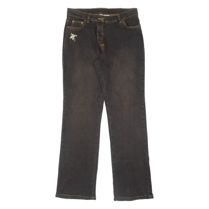 BLUEMOTION Embroydered Womens Jeans Brown Regular Straight W30 L32
