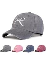 Minimalist Temperament Bow Embroidery Baseball Cap, Casual Grey Outdoor Sports Hat for Men & Women, Adjustable Sun Protection...