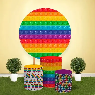 Aperturee Simple Colorful Pop It Round Birthday Party Backdrop Kit | Circle Party Backdrop | Birthday Backdrop Ideas | Round ...
