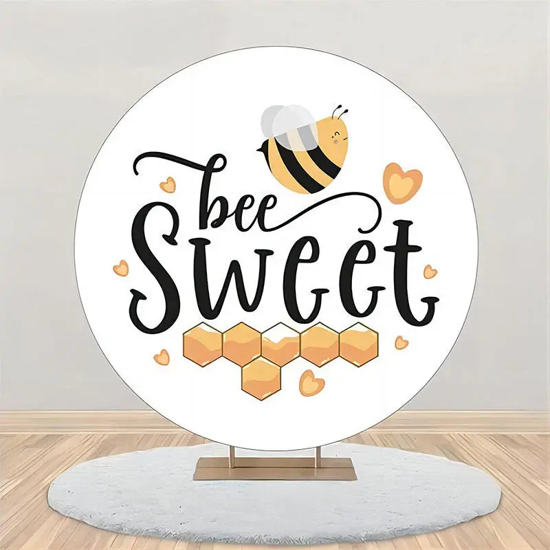 Sweet Bee Honeycomb White Round Birthday Backdrop - Aperturee