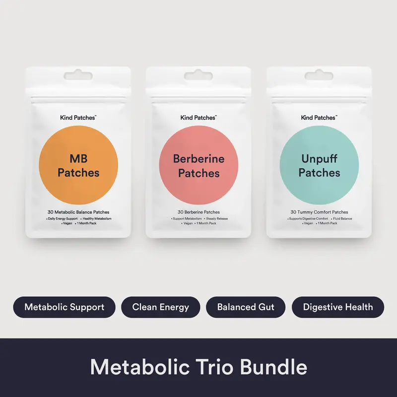Kind Patches Metabolic Trio Bundle, MB Patches + Berberine Patches + Unpuff Patches, Metabolic Support, Clean Energy, Balance...