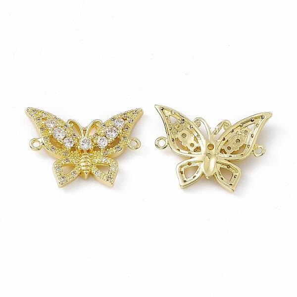 Brass Pave Clear Cubic Zirconia Connector Charms