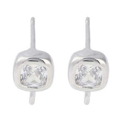 Brass Pave Clear Cubic Zirconia Stud Earring Findings