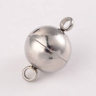 Tarnish Resistant Round 304 Stainless Steel Magnetic Clasps with Loops