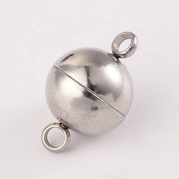 Tarnish Resistant Round 304 Stainless Steel Magnetic Clasps with Loops