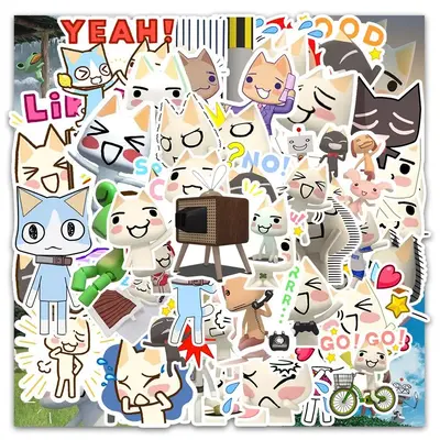Cartoon Cat Pattern Sticker, 54pcs/set Waterproof Self Adhesive Decor Paper, Decor Sticker for Gift Greeting Card Water Bottl...