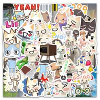 Cartoon Cat Pattern Sticker, 54pcs/set Waterproof Self Adhesive Decor Paper, Decor Sticker for Gift Greeting Card Water Bottl...