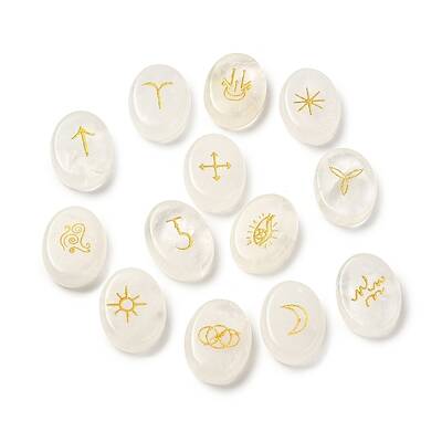 13Pcs Natural Quartz Crystal Rune Stone