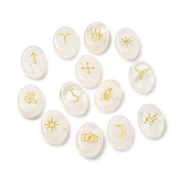 13Pcs Natural Quartz Crystal Rune Stone
