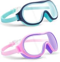 2 Pack Swim goggles for  3-15, Anti-Fog Anti-UV Wide Vision , No leak Swimming goggles for Boys Girls