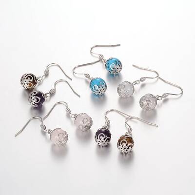 Round Gemstone Dangle Earrings