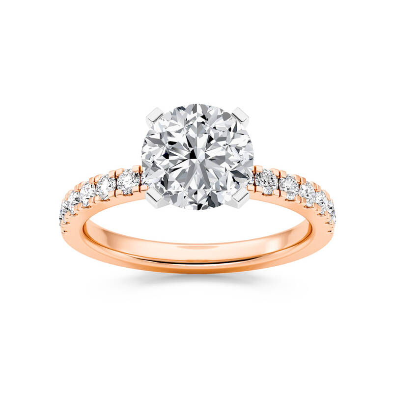 Troy Two Tone Round Lab Grown Diamond Engagement Ring | Rose Gold 1 3/8 - 4 3/8 CT. TW.