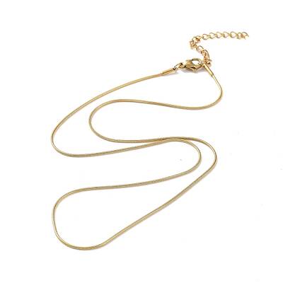 PVD Vacuum Plating 304 Stainless Steel Round Snake Chain Necklace with Lobster Claw Clasps