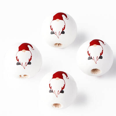 Painted Natural Wood Round Beads