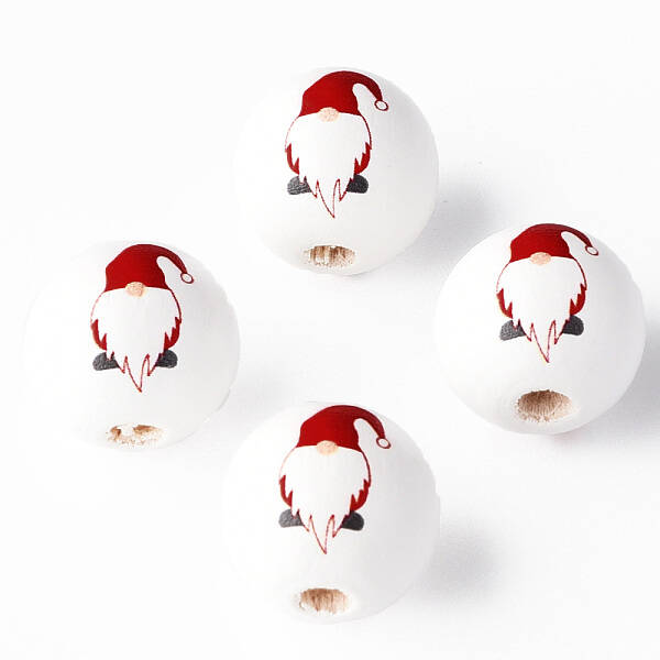 Painted Natural Wood Round Beads