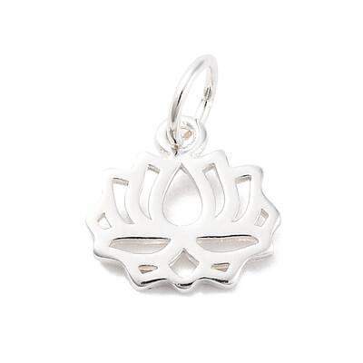 925 Sterling Silver Hollow Lotus Flower Charms