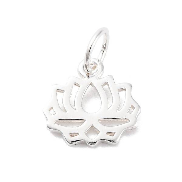 925 Sterling Silver Hollow Lotus Flower Charms