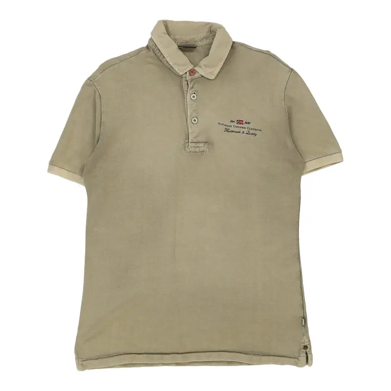 Napapijri Polo Shirt - Large Khaki Cotton