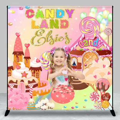 Colorful Candyland Custom Photo Birthday Backdrop