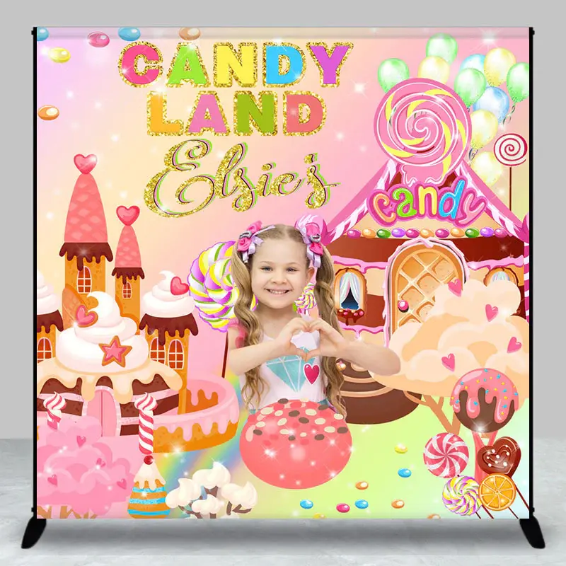 Colorful Candyland Custom Photo Birthday Backdrop