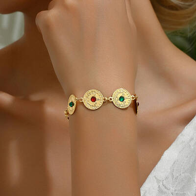 Vintage Hollow Flower Real 18K Gold Plated Brass Rhinestone Link Bracelets for Women
