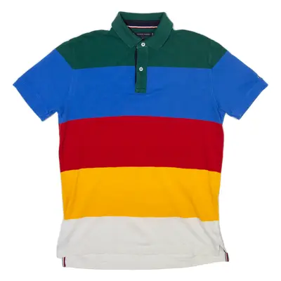 TOMMY HILFIGER Mens Polo Shirt Blue Striped M
