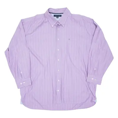 TOMMY HILFIGER Mens Shirt Purple Striped Long Sleeve 2XL