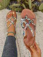 Women's Boho Style Tie Dye Design Flat Sandals, Unique Trendy Sandals, Boho Style Slides, Casual Comfortable Slingback Sandal...