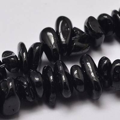 Natural Black Tourmaline Chip Bead Strands