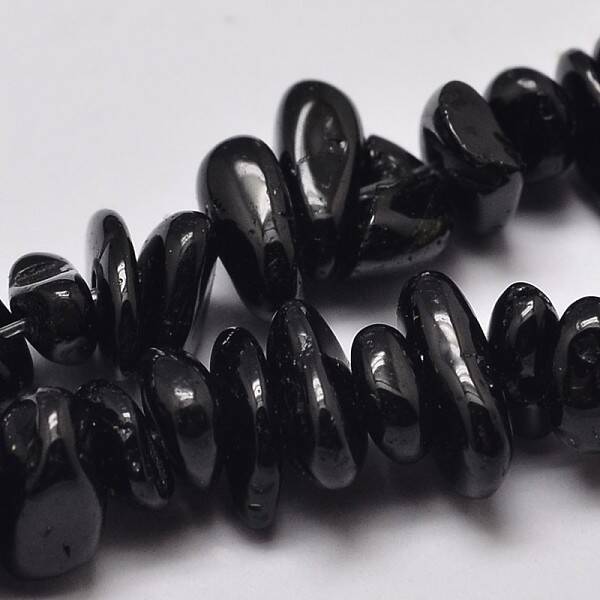 Natural Black Tourmaline Chip Bead Strands