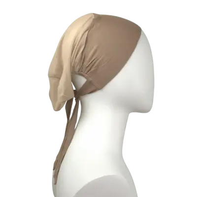 Tie Back Airy Mesh Hijab Caps - Mocha