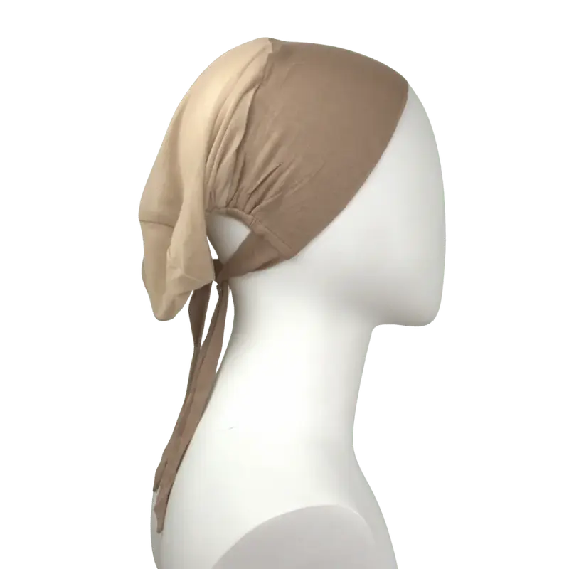 Tie Back Airy Mesh Hijab Caps - Mocha