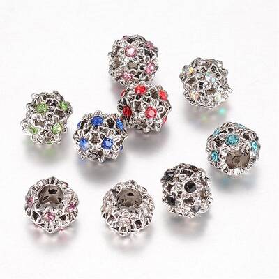 Alloy Glass Rhinestone European Beads
