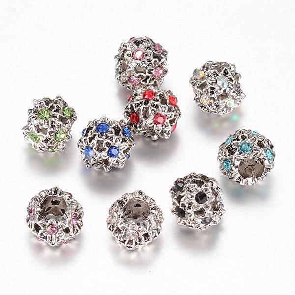 Alloy Glass Rhinestone European Beads