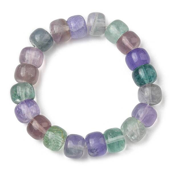 Natural Fluorite Round Beaded Stretch Bracelet for Women