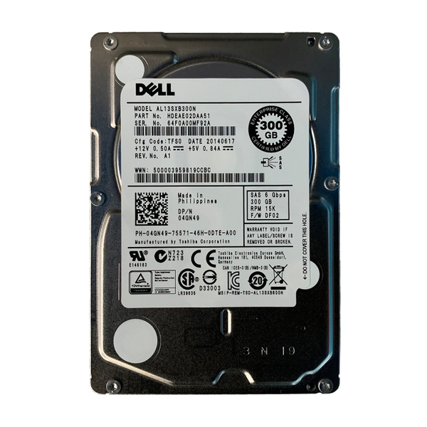 04GN49 Dell 300GB 6Gb/s SAS 15000 2.5-Inch Hard Drive