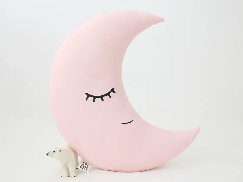 Set of 3 Pillows - White Cloud, Pale Pink Crescent Moon and Green Mint Star Pillows